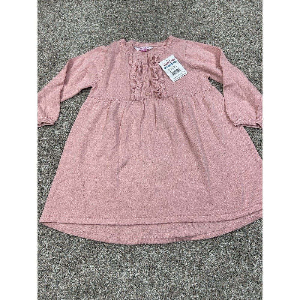 New Ruffle Butts Ballet Pink Ruffle Sweater Dress‎ Size 4T #0341